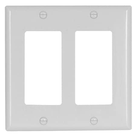 Arrow Hart Eaton Wallplate, 4-1/2 in L, 4.56 in W, 2-Gang, Thermoset, White, High-Gloss 2152W-BOX