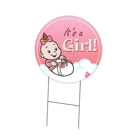 Signmission Its A Girl Double Sided Corrugated Plastic Circle Yard Sign C-16-CIR-DS-WS-Its a Girl
