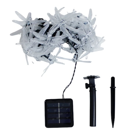 Elegani Solar Dragonfly String Lights - 30 LED Outdoor Garden Dcor PH-30LD-DrgFLY-WWH