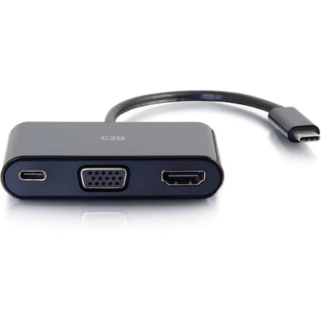 C2G USB C TO HDMI AND VGA ADAPTER CONVERTER WITH POWER DELIVERY - BLACK - USB TO 26884