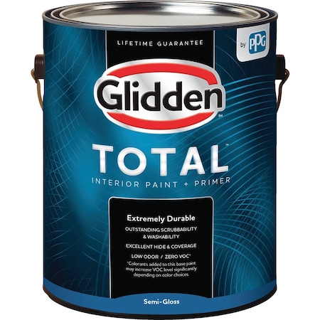 Glidden Total Interior Paint + Primer Semi-Gloss Wht & Pastel Base 1 Gallon GLTIN30WB/01