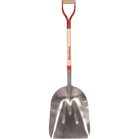Razor-Back Scoop Shovel, 15 in W Blade, Aluminum Blade, Wood Handle, D-Shaped Handle, 44-3/4 in OAL 53128