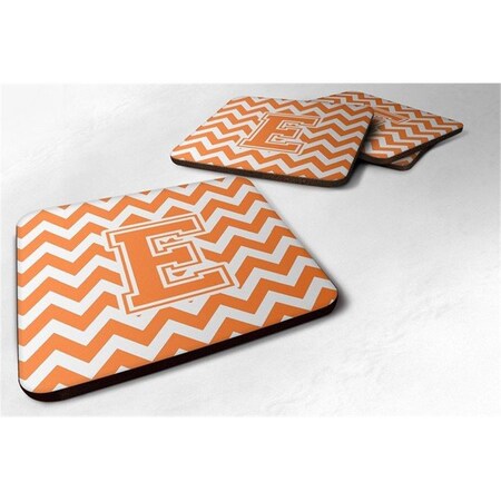 Carolines Treasures Letter E Chevron Orange and White Foam Coaster, Set of 4 CJ1046-EFC