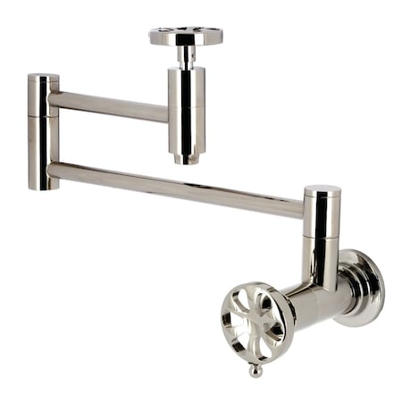 Kingston Brass Wall Mount Pot Filler Faucet, Polished Nickel KS8106RX