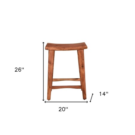 Homeroots 26" Brown Solid Wood Backless Bar Chair 522380