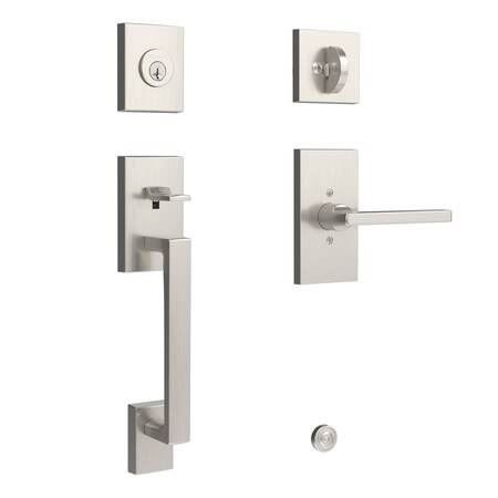 Baldwin Single Cylinder La Jolla Handleset Square Lever Contemporary 5in Rose with 6AL Latch and Dual SCLAJXSQUCFR150