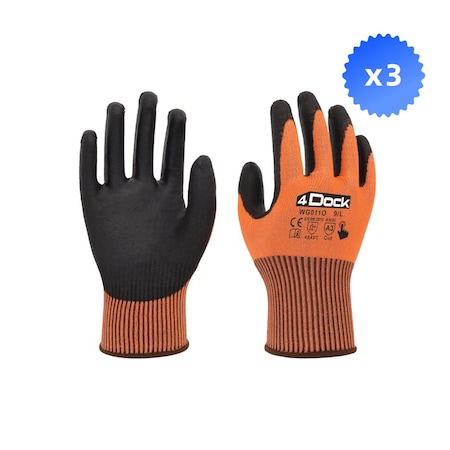 4Dock ANSI A5 Cut Resistant Glove, , XL 3 PK WG011-XL