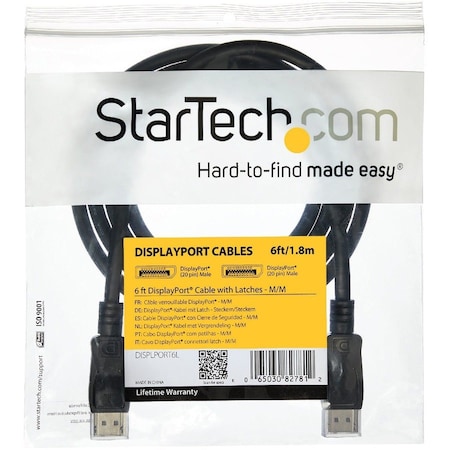 Startech.Com 25ft Latching DisplayPort Cable DISPLPORT25L