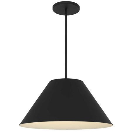 Homeroots 22" Black Aluminum Cone LED Dimmable Outdoor Pendent Hanging Light 683469