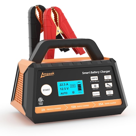 Edendirect 2/10/25A Smart Battery Charger with LCD Display for 12V Lead-Acid Batteries ED-CGUFB2025