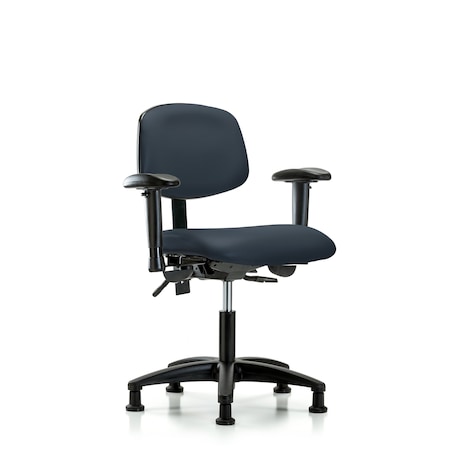 Blue Ridge Ergonomics Desk Chair Desk Chair, Vinyl, AA Glides, Nav, Adjustable Arms, 18" to 23" Height, Vinyl, Imperial Blue BR-VDHCH-RG-T0-A1-RG-8582