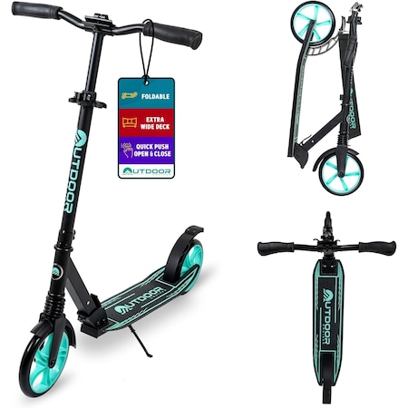 Outdoorcruiser Outdoor Cruiser Kick Scooter, Ages 6+, 240 LBS Max, Foldable, 8in. Wheels, Suspension, Black/Aqua OCTENS753