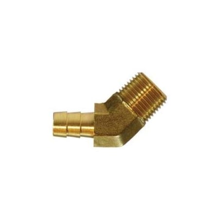 First Fitting & Fastener 1/2 X 1/4 MPT BRASS 45 DEG ELBOW HOSE BARB 32346MID