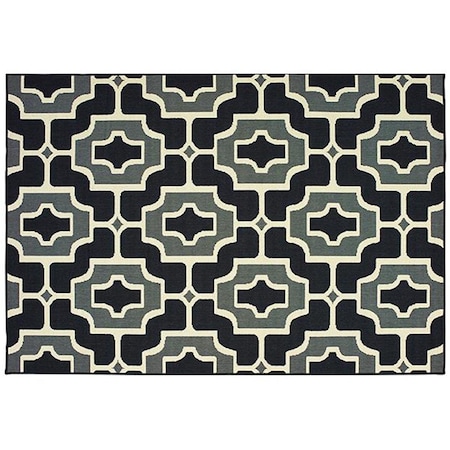 Oriental Weavers Marina Indoor Outdoor Outdoor Geometric Rectangle Area Rug, Black - 7 ft. 10 in. x 10 ft. 10 in. M1491Z240330ST
