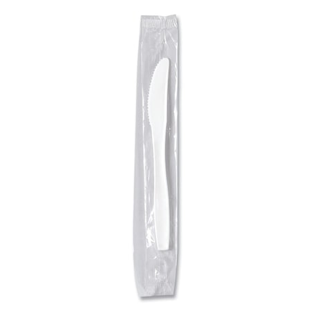 Solo Regal Mediumweight Cutlery, Individually Wrapped, Knife, Plastic, White, 1000PK MOW2-0007
