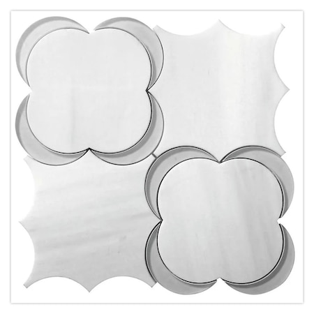 Apollo Tile 11x11 White, Gray Dolomite, Glass Marble, Floral, Star Wall and Floor Tile 4.28 sq ft/case, 5PK APLTRL8812A