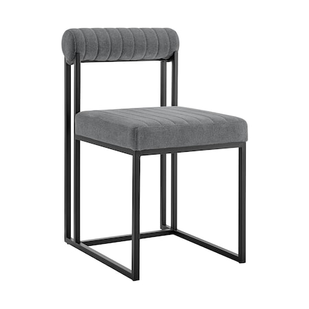 Homeroots Set of Two Gray And Black Upholstered Polyester Open Back Dining Side Chairs 569414