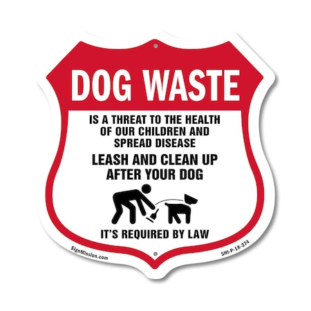 Signmission Dog Poop Shield Sign Dog Waste Is A Thre, 18 Inch X 18 Inch, Plastic Sign SHI-P-18-374