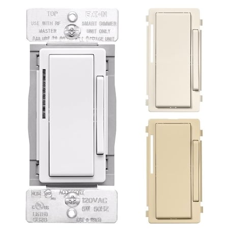 Eaton Wiring Devices Eaton WACD-C2-SP-L Smart Accessory Dimmer, 1-Pole, 3-Way, 120 VAC, 60 Hz, Wi-Fi, Light Almond/Ivory/White EWACD-W-BX-T