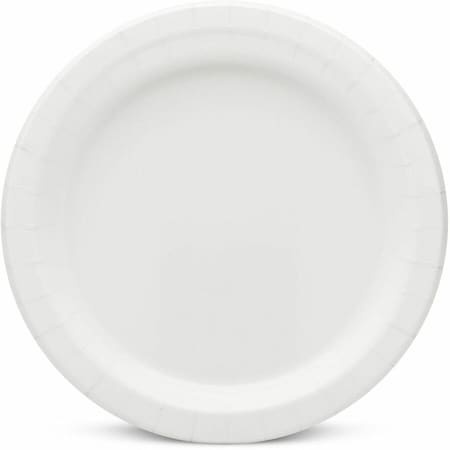 Ajm Packaging Plates, Coated Paper, Round, 9" Dia, 125/PK, White PK AJMCP9AJCWWH1