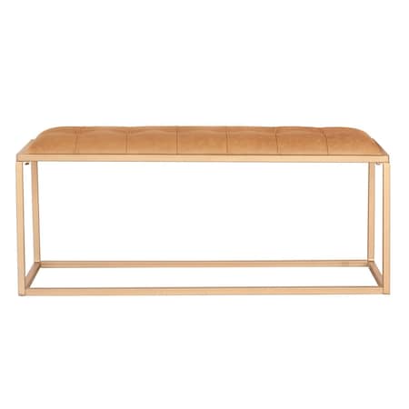 Homeroots 43in Brown And Gold Upholstered Upholstery Bedroom Bench 489315