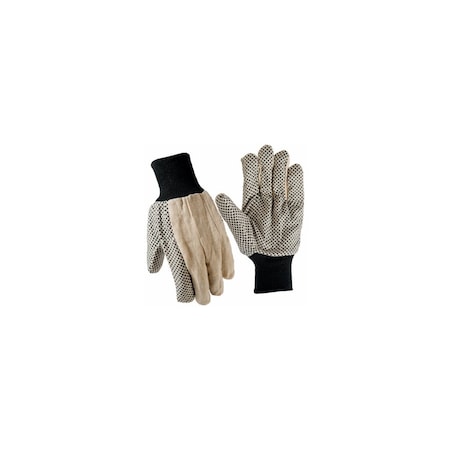 True Grip Work Gloves, Dotted Cotton Canvas, Men's L 9163-26