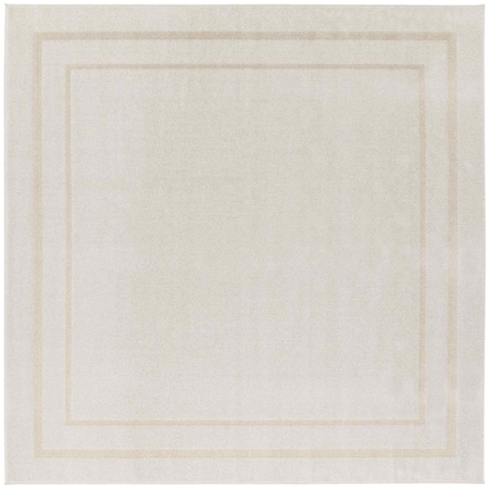 Homeroots 7' Ivory And Gold Square Indoor Outdoor Area Rug 572654