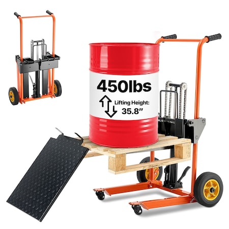 Vevor Material Lift Winch Stacker 450 lbs Pallet Truck Dolly 35.8-inch Lift scddc900
