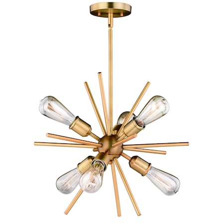 Vaxcel Estelle 6 Light Brass Mid-Century Modern Sputnik Pendant P0238