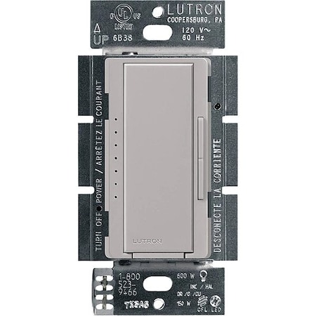 Lutron Dimmer, Maestro, CFL/LED, Gray MACL-153M-GR