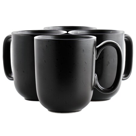 Our Table Landon 4 Piece 15 Ounce Round Stoneware Mug Set in Pepper 133179.04