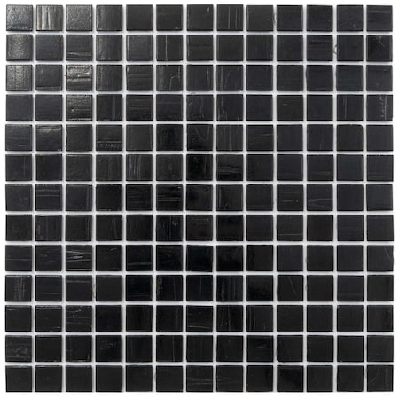 Apollo Tile Celestial 12 in. x 12 in. Glossy Black Glass Mosaic Wall and Floor Tile 20 sq. ft./case, 20PK APLST88BK904A