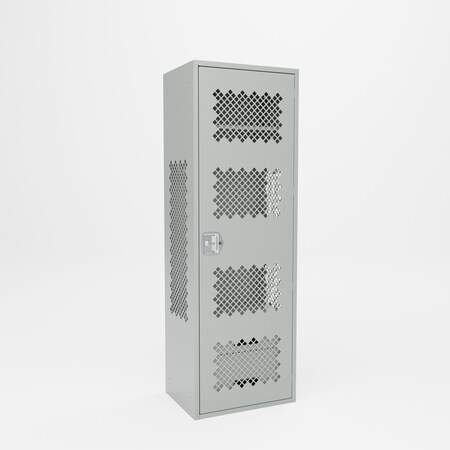 Pucel Athletic Gear Locker, 24 in W x 72 in H x 18 in D, 2 Drawers, Perforated Door, Gray GL-2472-18-DR2-D