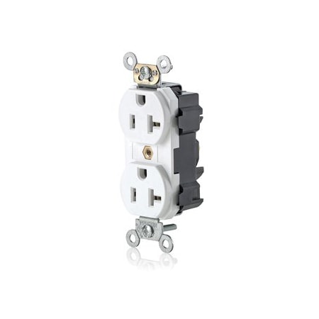 Leviton Lev-Lok Commercial Grade Duplex Receptacle, 20 Amp, 125 Volt M5362-SW