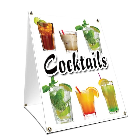 Signmission Cocktails, 36 Inch x 24 Inch A-frame Yard Sign, Plastic Sign SBC-2436-Cocktails