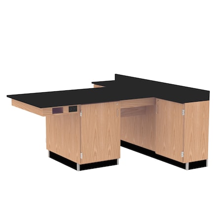 Diversified Spaces Perimeter Workstation, Oak, Wood Frame, 90 in W, Red 2814KF