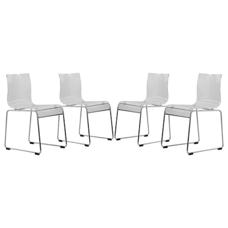 Leisuremod Lima Modern Acrylic Chair, Clear, 4PK LC19CL4
