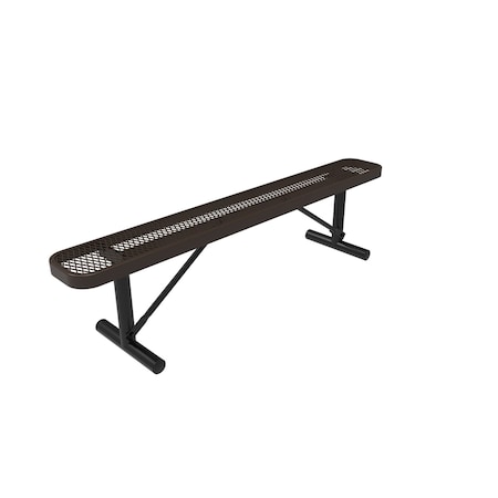 Mytcoat 6ft Outdoor Bench without Back, Portable, Brown, Expanded Metal, Textured Coating 804298