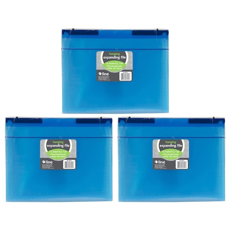 C-Line Products Expanding File Folder, 13-Pocket, Hanging Tabs, Bright Blue, 3PK 58215