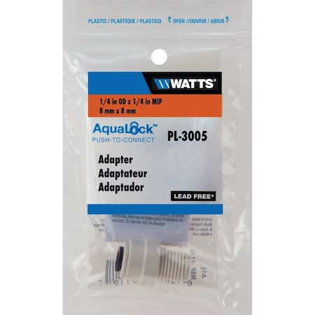 Watts Aqualock 1/4'' OD x 1/4'' MPT Push-to-Connect Plastic Adapter PL-3005