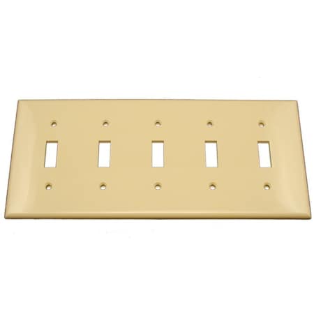 Leviton Switch Wallplate, Standard Size, Gang 5, Ivory 80723-I
