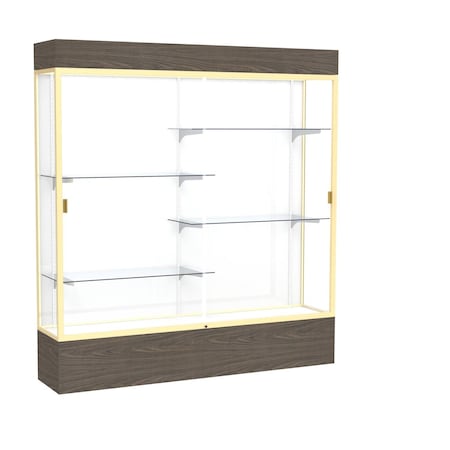 Ghent Lighted Floor Display Case 72x80x16, White, Champange 2176WB-GD-WV