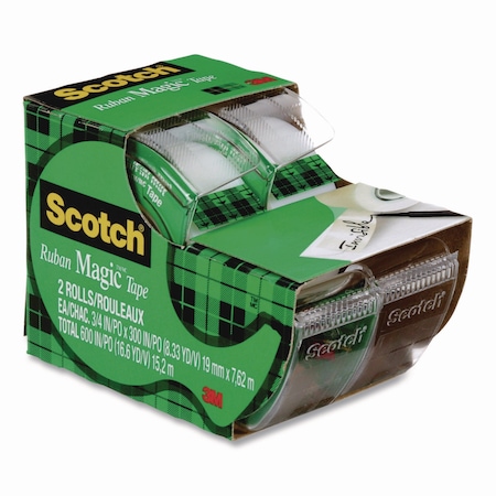 Scotch Magic Tape in Handheld Dispenser, 1in Core, 0.75in x 24.9 ft., Clear, 2PK 2105