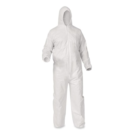 Kleenguard A35 Liquid and Particle Protection Coveralls, Zipper Front, Hooded, Elastic, 3X-Large, White, 25PK KCC38942