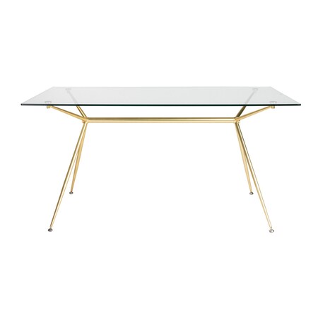 Homeroots 60" Clear And Gold Glass And Steel Dining Table 546175