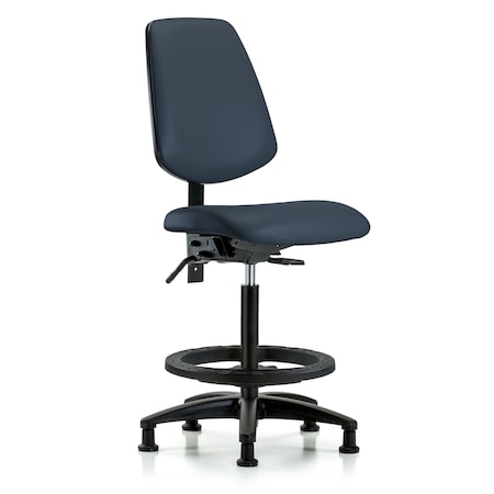 Blue Ridge Ergonomics High Bench Chair No Arms, 26" to 35" Height, Vinyl, Imperial Blue BR-VHBCH-MB-RG-T1-A0-BF-RG-8582