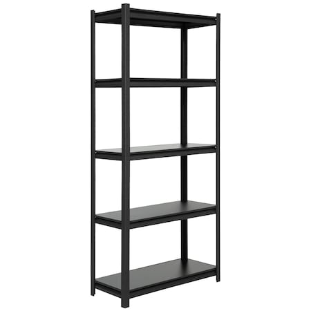 Shuntong Metal Shelving 5-Tier 34 in.W x 14 in.D x 72 in.H, Concealed Post, Laminated Boards - Black Wrinkle Textured Finish SH-ZCP-341472-5B-WB