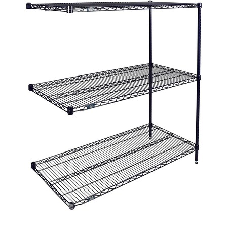 Global Industrial Nexel 3 Shelf, Nexelon Blue Wire Shelving Unit, Add On, 48"W x 24"D x 54"H B3151574