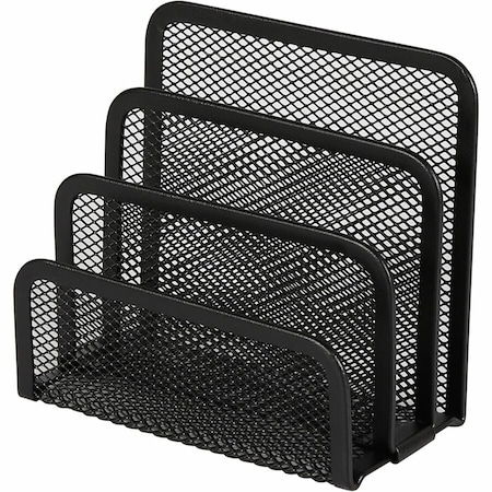 Lorell Mesh Vertical Desktop File Sorter, 4 Dividers, Black LLR84153