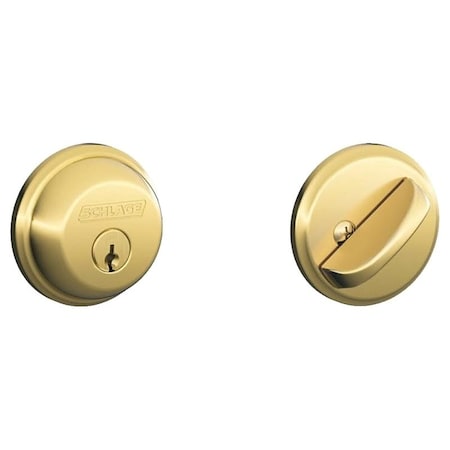 Schlage B60505 Deadbolt, Brass, 238 x 234 in Backset, C Keyway B60N505